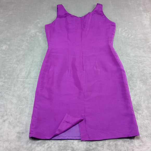 Vintage Vision Apparel Dress Womens Sz 8 Purple 100% Silk Sweatheart Satin Party - Picture 2 of 10